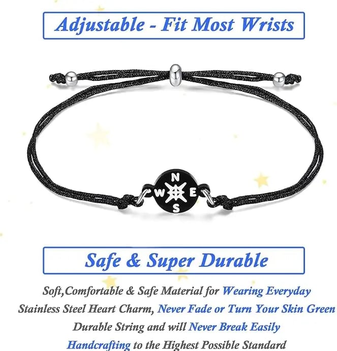 Graduation Compass Bracelet for Class of 2026 – Inspirational Gift for Her Him, High School College 8th Grade Graduate, Stainless Steel with Heartfelt Card & Graduation Cap Box-YH