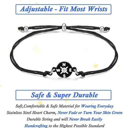 Graduation Compass Bracelet for Class of 2026 – Inspirational Gift for Her Him, High School College 8th Grade Graduate, Stainless Steel with Heartfelt Card & Graduation Cap Box-YH
