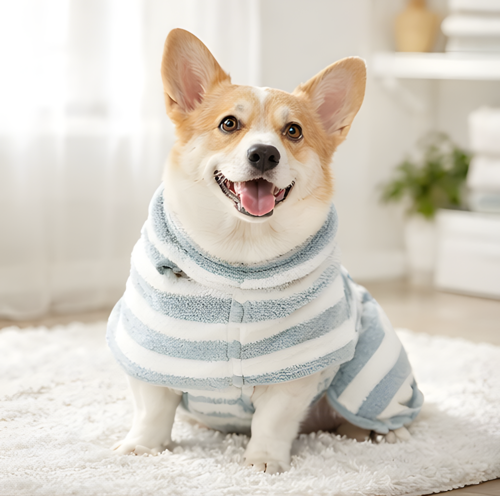 floravyne™ — Quick-Dry Dog Bathrobe Towel-WH